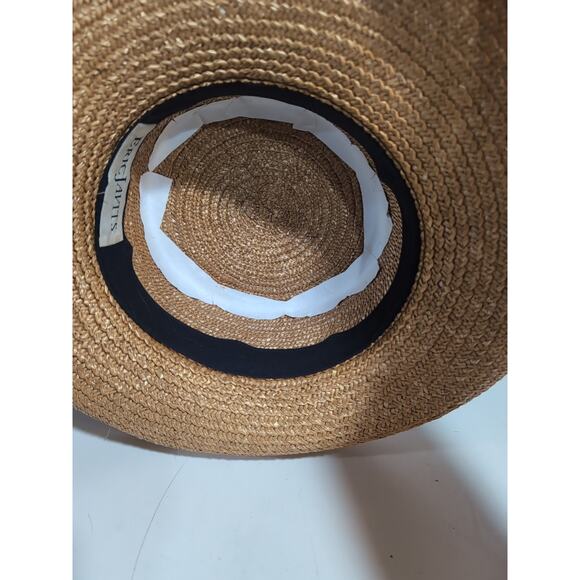 VTG LUXURY Eric Javits Tan Straw Hat with Black Band - small head only main image 16